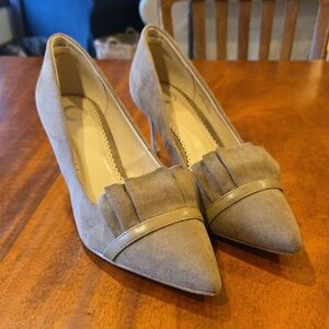 Elegant Taupe Faux Suede Women's Pumps 10
